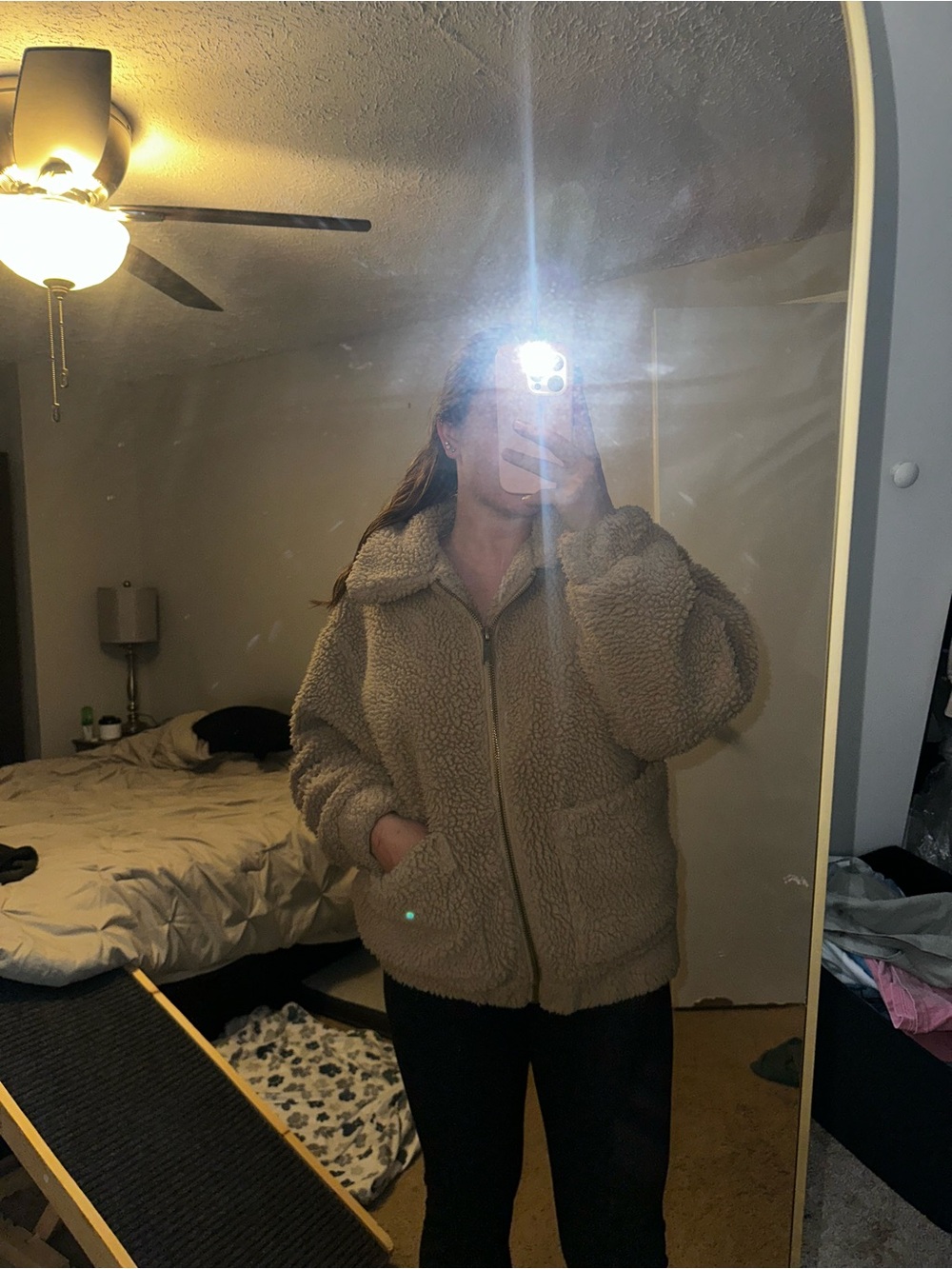 Cozy Women's Teddy Zip Jacket - Taupe